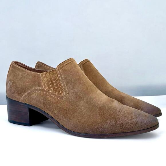 Frye Eleanor Chestnut Oiled Suede Leather Western Shootie Ankle Boots Women 8.5 - Picture 2 of 9
